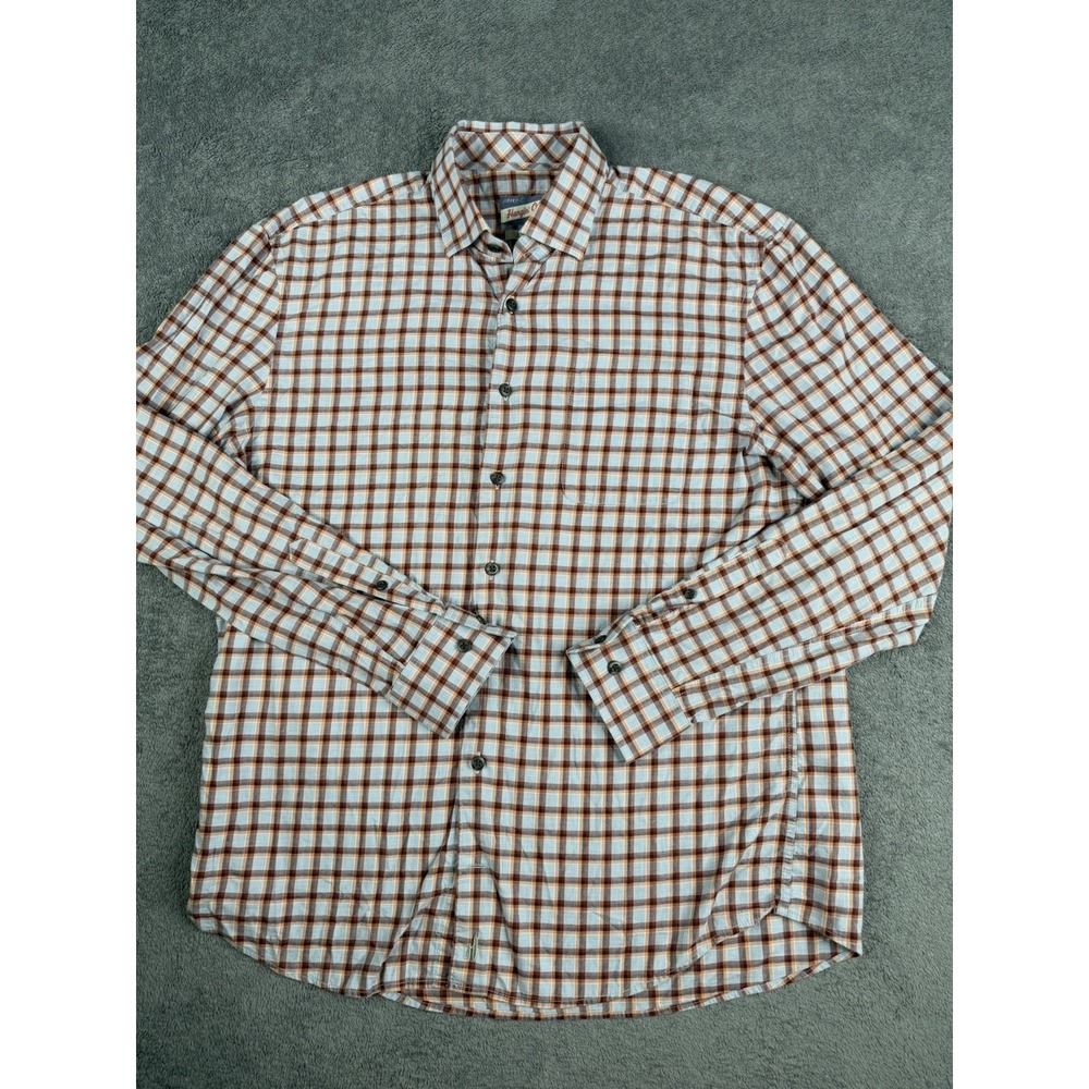 Johnnie-O Shirt Medium Men's Red Check Shirt Long Sleeve Button Down